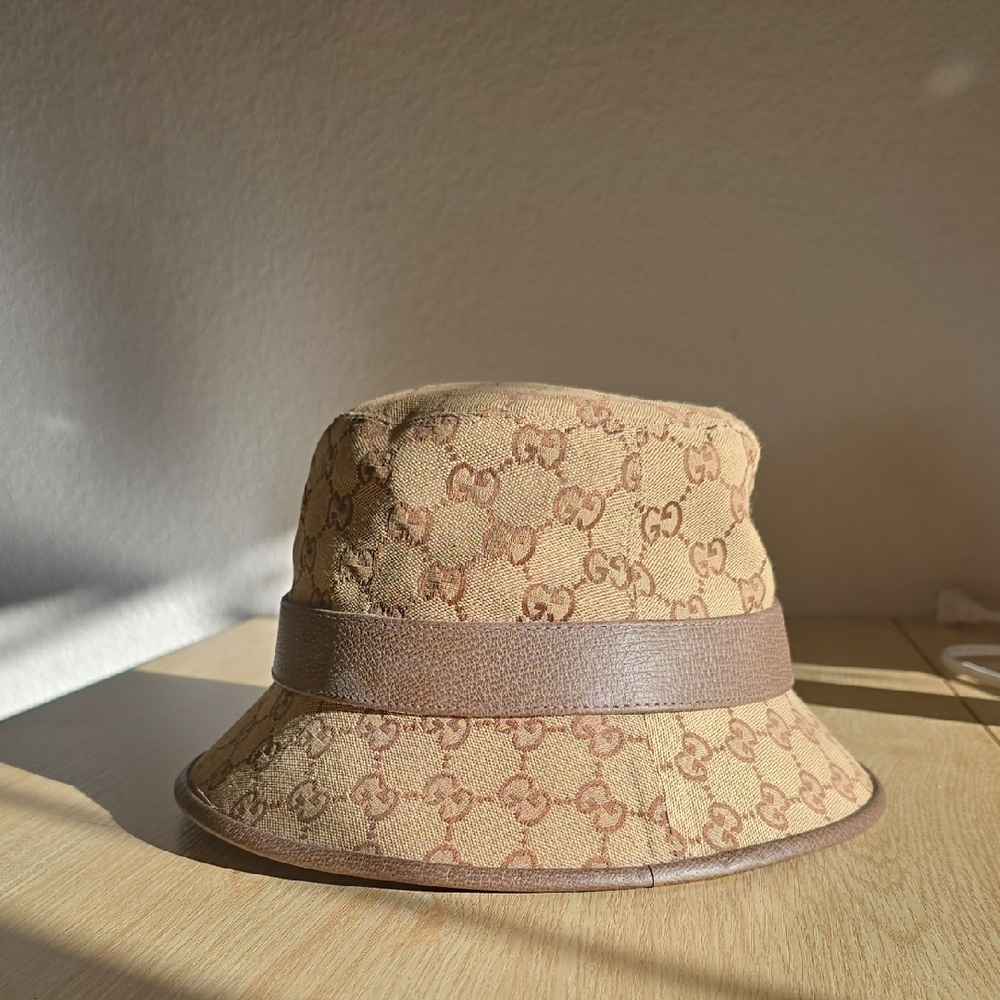 Gucci Beige Brown GG Canvas Bucket Hat XL - Picture 5 of 7